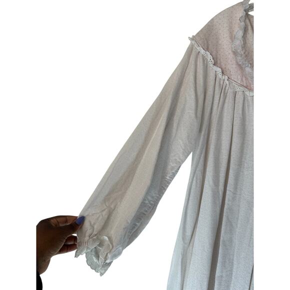 Lanz of Salzburg Pink Dainty Coquette Lounge Cotton Flannel Nightgown Size Large - Picture 8 of 13